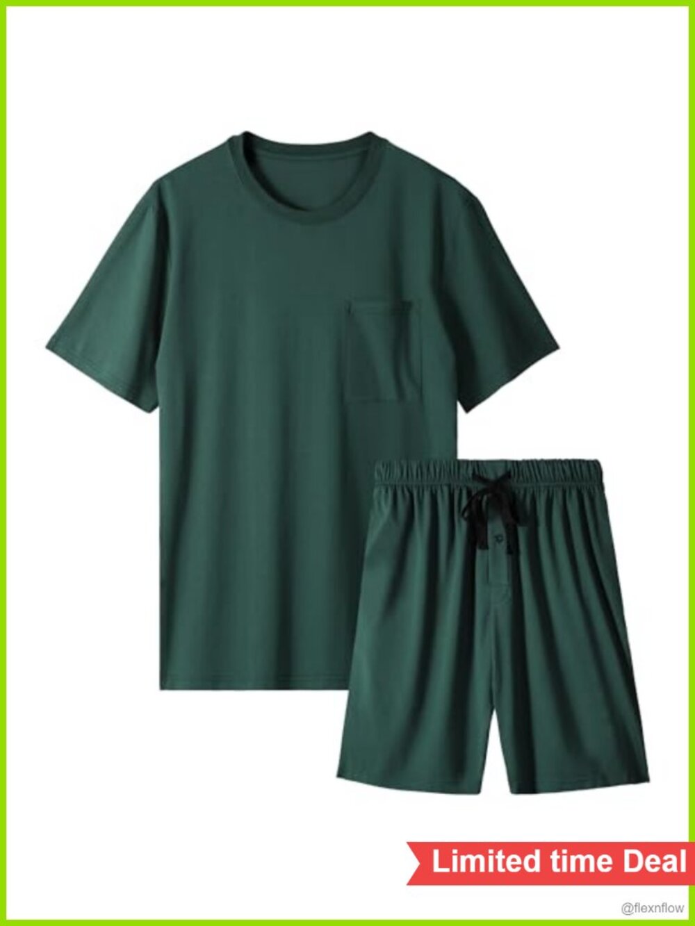 Mens Bamboo Cool Pajama Set Short Sleeve Sleepwear Lounge Set 2 Piece